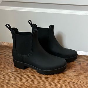Jeffrey Campbell "Cloudy"  Black Chelsea Rain Boots, Size 8